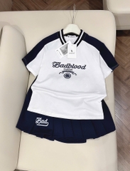 SET BAD ÁO PULL MIX CHÂN VÁY XANH THAN NỮ