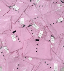 ÁO LEN POLO HỒNG CỘC TAY NỮ