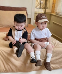 SET 2 ÁO POLO THÊU NGỰC PHỐI MÀU BÉ TRAI SẴN (XẢ 49k)