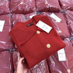 ÁO LEN CDG ĐỎ CAM CỔ BẺ NỮ THU ĐÔNG