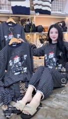 BỘ SNOOPY CHẤT ZIP KẺ XỊN FORM RỘNG NỮ THU ĐÔNG SẴN