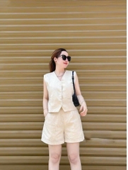 SET BỘ VEST LINEN CÚC ĐÔI MIXX SHORT NỮ