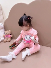 SET 2 BỘ DÀI MÈO NƠ HỒNG XANH BÉ GÁI SẴN