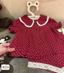BỘ XÔ MUSLIN HOA NHÍ ĐỎ BÉ GÁI SẴN