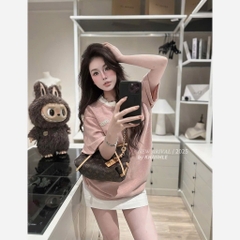 ÁO PHÔNG B.A.D HỒNG CỔ VIỀN TRẮNG NỮ SẴN (SALE 73K)