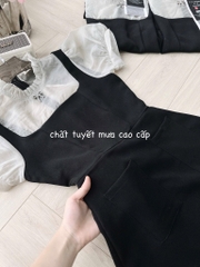 VÁY PHỐI XẾP LI CỔ TAY BỒNG NỮ SẴN( SALE 144k )