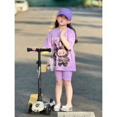 SET BỘ BÉ GÁI CỘC TAY QUẦN NGỐ LABUBU TÍM
