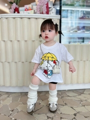 SÉT 3 ÁO CỘC HELLO KITTY TRẮNG HỒNG ĐEN BÉ GÁI SẴN (XẢ 75k)