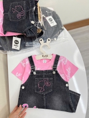 SET ÁO HỒNG IN TRÀN MIX YẾM JEAN BARBIE BÉ GÁI
