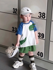 SET 2 BỘ BÉ TRAI KẺ CARO KHỦNG LONG SẴN