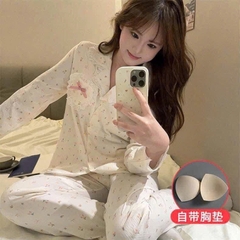 SET BỘ PIJAMA ÁO DÀI QUẦN DÀI HOA NHĂN NỮ