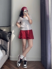 SET POLO CÁ SẤU QUẦN ĐÙI ĐỎ NỮ