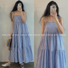 VÁY 2S MAXI KẺ SIU HOT (Xả 60k)