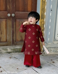 SET ÁO DÀI VẢI GẤM BÉ TRAI