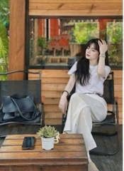SET BỘ KẺ ỐNG SUÔNG CẠP CHUN PHẲNG MIX ÁO PHÔNG NỮ