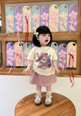 SET ÁO VÁY HỒNG BÉ GÁI KÈM MŨ