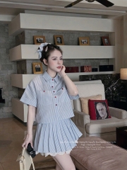 SET CỘC XANH CHÂN VÁY REN KÈM BUỘC TÓC NỮ SẴN