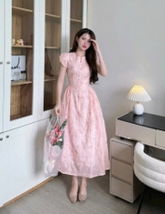 VÁY TƠ KIM SA 2 LỚP TAY BỔNG KHOÁ TRƯỚC NỮ SẴN(SALE 148k)
