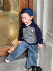 SET 3 ÁO NGỰA DÁNG BOM CỔ TRỤ DÀI TAY BÉ TRAI SẴN