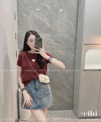 ÁO LEN NỮ CỔ TRÒN FORM ÔM PHỐI TIM THU ĐÔNG SĂN(XẢ 79k)