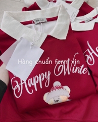 ÁO NỈ ĐỎ PHỐI CỔ WHOAU HOLIDAY NỮ THU ĐÔNG SẴN
