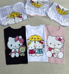 SÉT 3 ÁO CỘC HELLO KITTY TRẮNG HỒNG ĐEN BÉ GÁI SẴN (XẢ 75k)