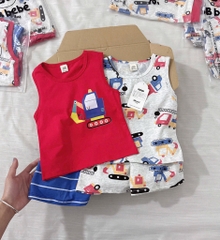 SET 2 BỘ Ô TÔ CẦN CẨU TONE ĐỎ GHI BÉ TRAI SẴN(SALE 85k)