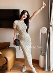 VÁY LEN NỮ KẺ DÚT EO PHỐI VIỀN SẴN