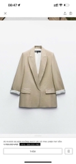 ÁO BLAZER LI-EN ÉP MÙNG PHỐI TAY KẺ 2 LỚP NỮ THU ĐÔNG SẴN