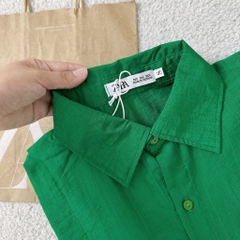 ÁO SƠ MI Z.R XANH LÁ CÂY NỮ HOTTREND (Xả 58K)