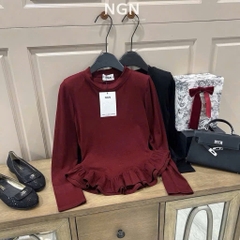 SET 3 ÁO DÀI TAY BÈO GẤU ĐEN ĐỎ KEM NỮ THU ĐÔNG SẴN