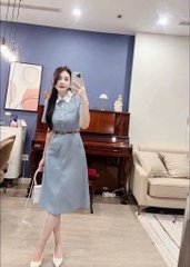VÁY JEAN PHỐI CỔ KÈM ĐAI NỮ SẴN (SALE 150k)
