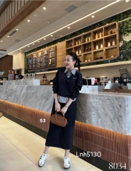 SET HAI DA PHỐI CỔ SƠ MI CHÂN VÁY NỮ THU ĐÔNG