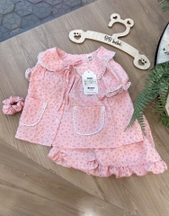 SET BỘ ĐŨI XỐP VIỀN REN HỒNG CHO BÉ GÁI