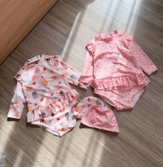 ĐỒ BƠI - SET 2 BỘ BƠI TONE HỒNG CHẤM BI ĐỘNG VẬT BIỂN BÉ GÁI SẴN (XẢ 69k)