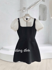 VÁY PHỐI XẾP LI CỔ TAY BỒNG NỮ SẴN( SALE 144k )