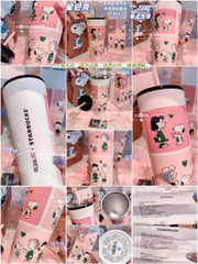 ĐỒ GIA DỤNG - LY GIỮ NHIỆT STARB MÀU HỒNG TÍM SNOOPY