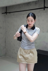 ÁO POLO KẺ CỔ ĐEN 2 MÀU NỮ
