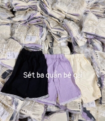 SET 3 QUẦN ỐNG RỘNG ĐEN BE TÍM BÉ GÁI SẴN (SALE 70k)