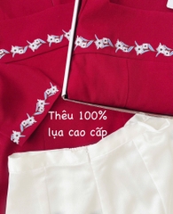 SET ÁO DÀI CÁCH TÂN THÊU NGỰC CỔ VUÔNG NỮ (SALE 150k))