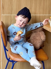 SET 3 BỘ DÀI COTTON Ô TÔ GẤU TONE XANH XÁM BÉ TRAI
