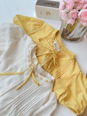 SET BỘ ÁO TƠ LI PHỐI CỔ REN HAI LỚP MIX QUẦN  BAGGY LI NỮ