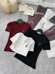 SET 3 ÁO ZIP NỮ CỔ TRÒN THÊU M.K CỘC TAY NỮ SẴN (SALE 125k)