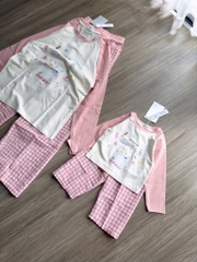 SET DÀI HAPPY BATH TIME QUẦN KẺ HỒNG MẸ VÀ BÉ SẴN