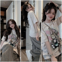 BỘ CỘC ÁO HÌNH THỎ ĐỘI MŨ QUẦN KẺ NỮ SẴN