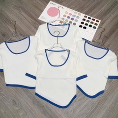 ÁO CỔ VUÔNG VIỀN XANH NỮ