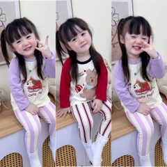 SET 2 BỘ DÀI QUẦN SỌC GẤU BEAR PUPPY BÉ GÁI SẴN