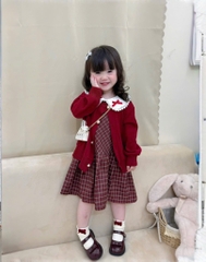 SET VÁY CARDIGAN ĐỎ TIỂU THƯ DÀI BÉ GÁI