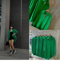 ÁO SƠ MI Z.R XANH LÁ CÂY NỮ HOTTREND (Xả 58K)