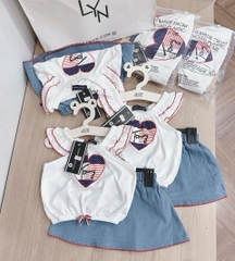 SET ÁO TAY CÁNH TIÊN CV JEAN BÉ GÁI SẴN(Xả 69k)